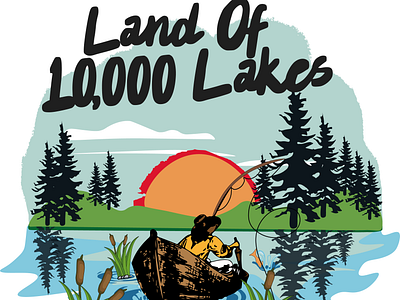 Minnesota 000 lakes adventure design digitalart fisherman fishing forest landscape illustration lakeside minnesota nature nature illustration outdoors pine trees sunset vector wilderness wildlife