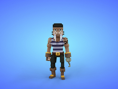 Walrus Mutant 3 Voxel Character - 3D Fantasy Creature 3d 3d model avatar character character design creature fantasy game art game asset humanoid lowpoly magicavoxel monster mutant pirate sea unity3d voxedit voxel art walrus