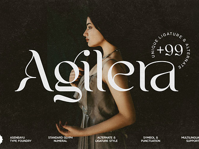 Agilera Font alternate beauty branding decorative design display elegant feminie font illustration ligature logo logotype luxury minimalist typeface typography ui unique wedding