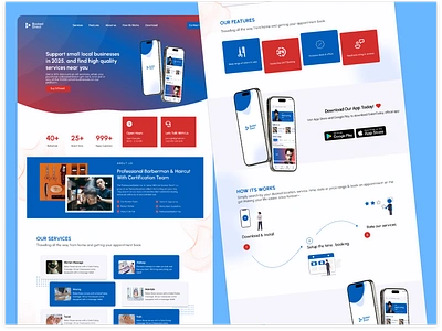 Barber Online Landing Page UX/UI Design adobe xd figma landing page uxui design