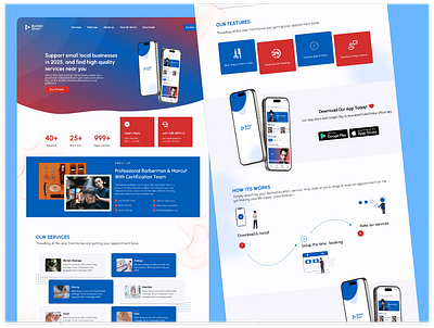 Barber Online Landing Page UX/UI Design adobe xd figma landing page uxui design