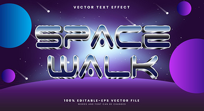 Space Walk 3d editable text style Template galaxy