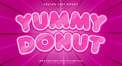 Yummy Donut 3d editable text style Template delicious