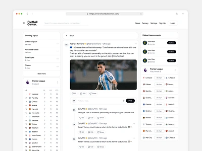 Football Center - Individual Content design football soccer sports ui ui design ux ux design