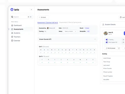 Lario - Academic Performance Dashboard beforeandafter dashboard edtech educationtech enterprise productdesign uidesign userinterface uxdesign webapp webdesign