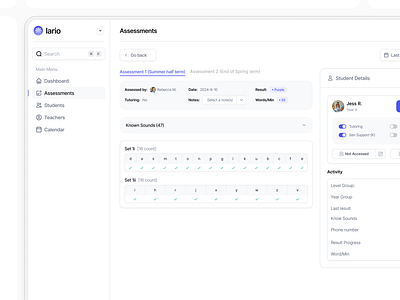 Lario - Academic Performance Dashboard beforeandafter dashboard edtech educationtech enterprise productdesign uidesign userinterface uxdesign webapp webdesign