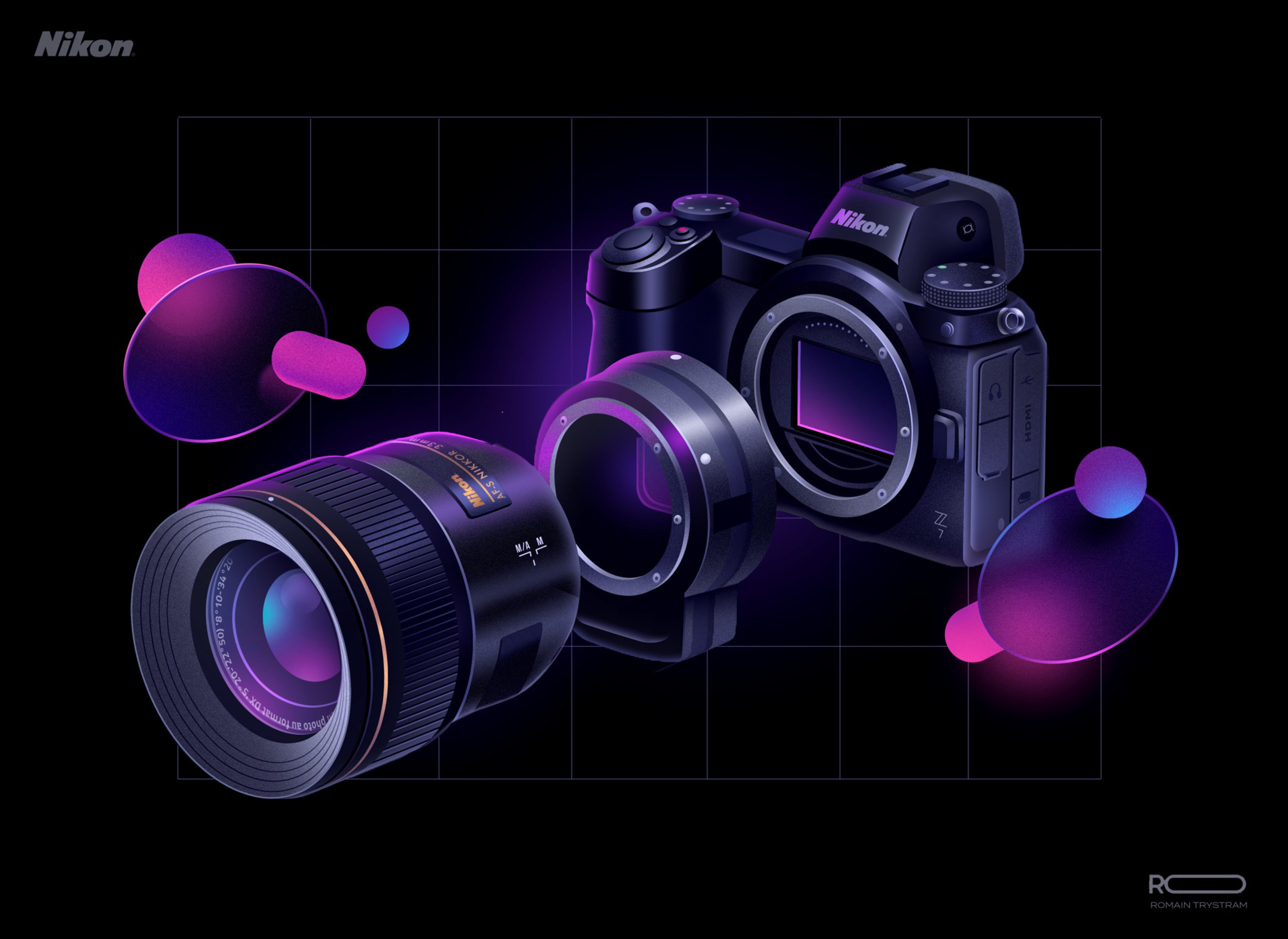 Nikon 📸 brand branding design designer dribbble gradient illustration saas screen splash tech technology topdesigner vector