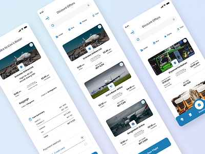 Discount & Booking Screens for Flights booking application booking ui booking ui design creative discount price flight booking hotel booking minimal application mobile mobile app mobile application mobile ui design tour app tour bangla tour ui travel app travel application travel ui ui ui design