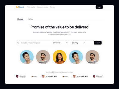 Monent Website Design branding faq footer header homepage interaction landing mentor testemonials ui userexprience userflow ux web