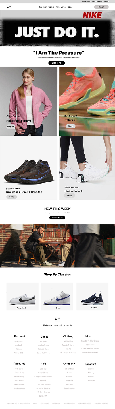 Nike website design ui ux