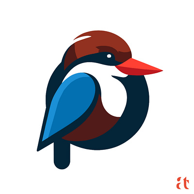 Artistic Logo Inspirations by ART #13: White-throated Kingfisher aravind art branding clean design digital flat geometric graphic design icon logo modern nature reddy tarugu ui ux website white throated kingfisher