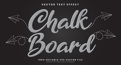 Chalk Board 3d editable text style Template drawing