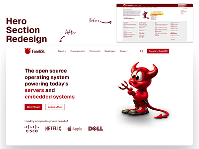 Tried Giving FreeBSD a Modern Makeover figma hero section landing page redesign roast