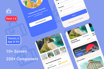 Travelio App UI Kit branding graphic design illustration ui uikit