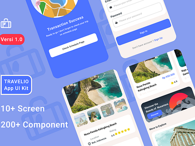 Travelio App UI Kit branding graphic design illustration ui uikit