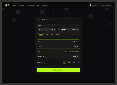Token Limit Swap Interface (DEX) design ethereum figma swap ui ux web design web3