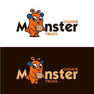 cookie monster truck illustration logo vector