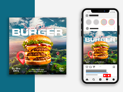 Burger Manipulation Social Media Post Design burgervector