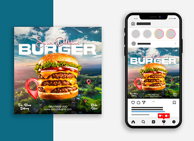 Burger Manipulation Social Media Post Design burgervector