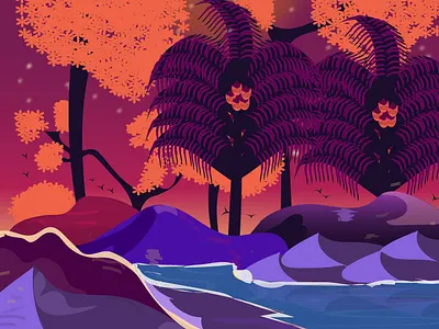 AUTUMN 1 2d flat art adobe illustrator autumn art autumn mountains autumn seascape autumn trees autumn weather design digital art digital illustration environment art illustration landscape illustration nature art vector illustration