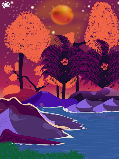 AUTUMN 1 2d flat art adobe illustrator autumn art autumn mountains autumn seascape autumn trees autumn weather design digital art digital illustration environment art illustration landscape illustration nature art vector illustration