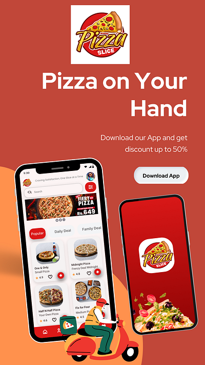 PIZZA SLICE MOBILE APP UI DESIGN app design design figma food app food delivery mobile app mobile app design mobile app ui mockup pizza app pizza mobile app ui ui ux