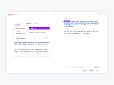 AI Content Assistant product design saas ui ux