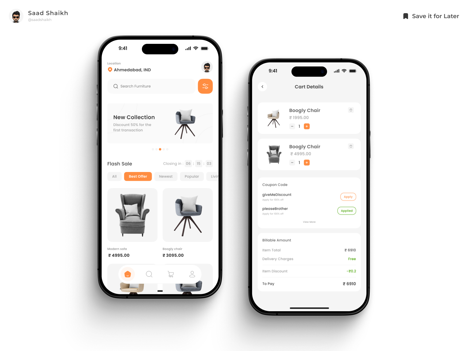 Furniture eCom ✨ app app design app ui clean design ecom ecom app ecommerce figma furniture ecom iphone iphone ui minimal mobile mobile app professional superb ui ui design uiux