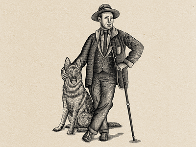 Tio Martín Wine Label Illustration black and white illustration dog and his owner illustration dog engraving illustration engraving illustration illustration old man illustration old man pen and ink vintage illustration