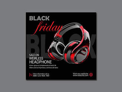 Headphone - Social Media Post\Ad Design banner design branding creative design facebook post graphic design headphone ad design instagram post print product design template