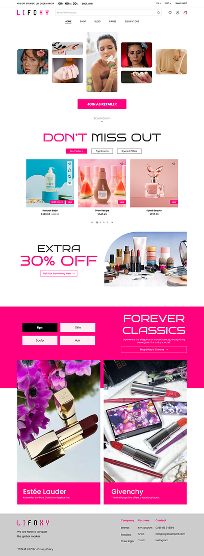 Cosmetics Retailer Website UI (Sample) ui