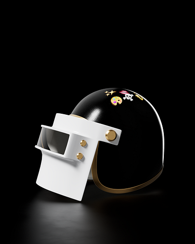 Helmet with gold details 3d c4d design illustration