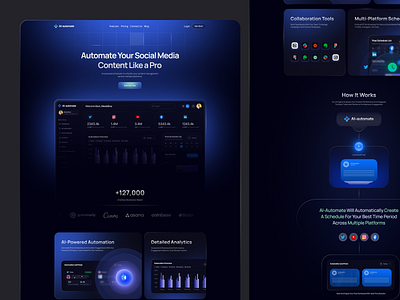 AI automate - SaaS Landing Page ai app landing page automation design homepage landing page platform post saas saas app saas landing page saas website social media ui uiux ux web web design webflow website