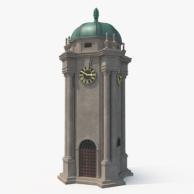 Ancient Clock Tower 3D model ancient architecture building city clock clocktower historic landmark square structure tower town yard