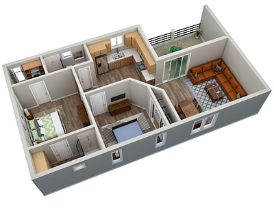 3D floor plan for Beachfront Condo 3d 3d floor plan animation apartment architecture branding design dribbble exterior design floor plan graphic design illustration interior design marketing marketing manager property manager real estate rental home ui vector