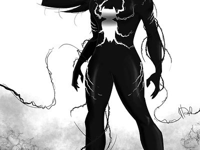 She-Venom black digital drawing female marvel spider spiderman symbiote venom