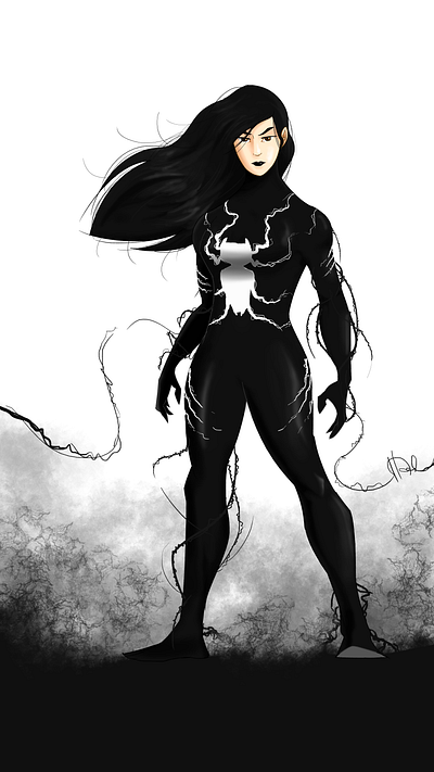 She-Venom black digital drawing female marvel spider spiderman symbiote venom