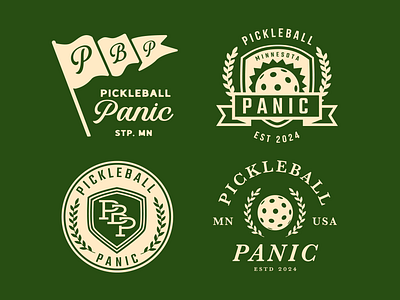 Pickleball Panic Logo country club country club logo pickle ball pickle ball design pickle ball logo pickleball pickleball design pickleball inspo pickleball logo pickleballs racket sports retro retro logo sports tennis tennis logo vintage vintage logo