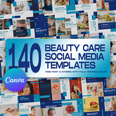 140 Beauty Care Social Media Templates beauty beauty businesses beauty care canva template graphic design instagram feed instagram post template instagram stories template social media banner social media kit social media pack social media template