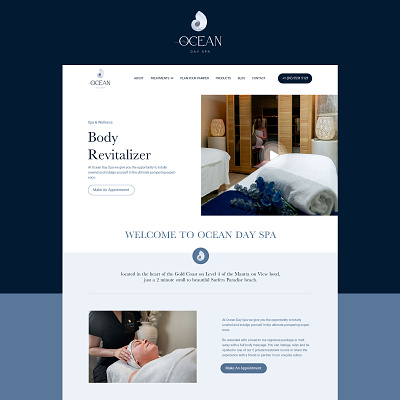 Ocean Day Spa Beauty Saloon Website Design beauty beauty saloon design branding design graphic design illustration landing page layout mockup modern modern website saloon website spa mockup spa website template ui ux website website redesign