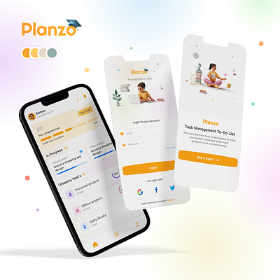 Planzo 3d animation app branding graphic design logo motion graphics task management ui