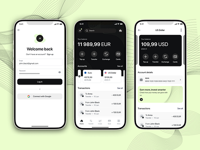 Neobank mobile app app banking blockchain crypto design finances financing fintech fintech app mobile money neobank portfolio transactions transactions history ui ux web3