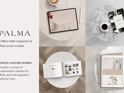 Palma Magazine & iPad Mockup Kit editorial editorial mockup ipad ipad flat lay ipad pro mockup magazine cover mockup magazine layout magazine mockup magazine template mock up mockup mockup bundle mockup creator procreate scene creator