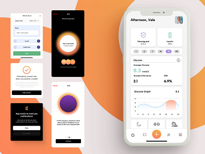 Glucoguard Diabetes App branding design identity logo modern typography ui ux