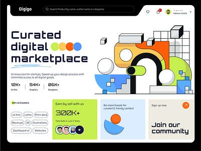 Digital marketplace futuristic ui design 2024 2d 2d illustration abstract branding digital marketplace futuristic ui graphic design header hero header modern ui neel neel litoriya saloneel saloni ui website