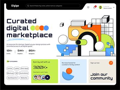 Digital marketplace futuristic ui design 2024 2d 2d illustration abstract branding digital marketplace futuristic ui graphic design header hero header modern ui neel neel litoriya saloneel saloni ui website