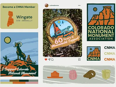 CNMA Brand Board brand board branding cnma colorado colorado national monument desert illustration logo logo work minimal national monument rebrand redrock vector