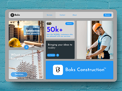 Baks Construction Website branding construction ideas logo shots ui uiux uxdesign webdesign website