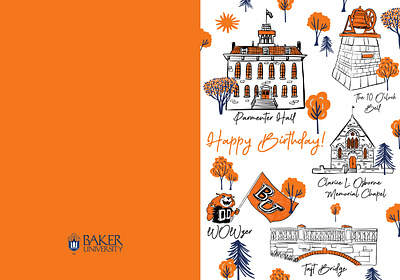 Baker University Birthday Card branding design graphic design higher ed illustration