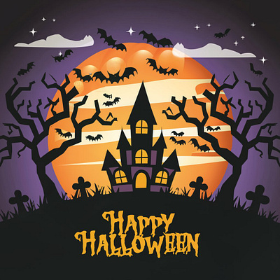 Halloween hunted house graphic design illustrations logo